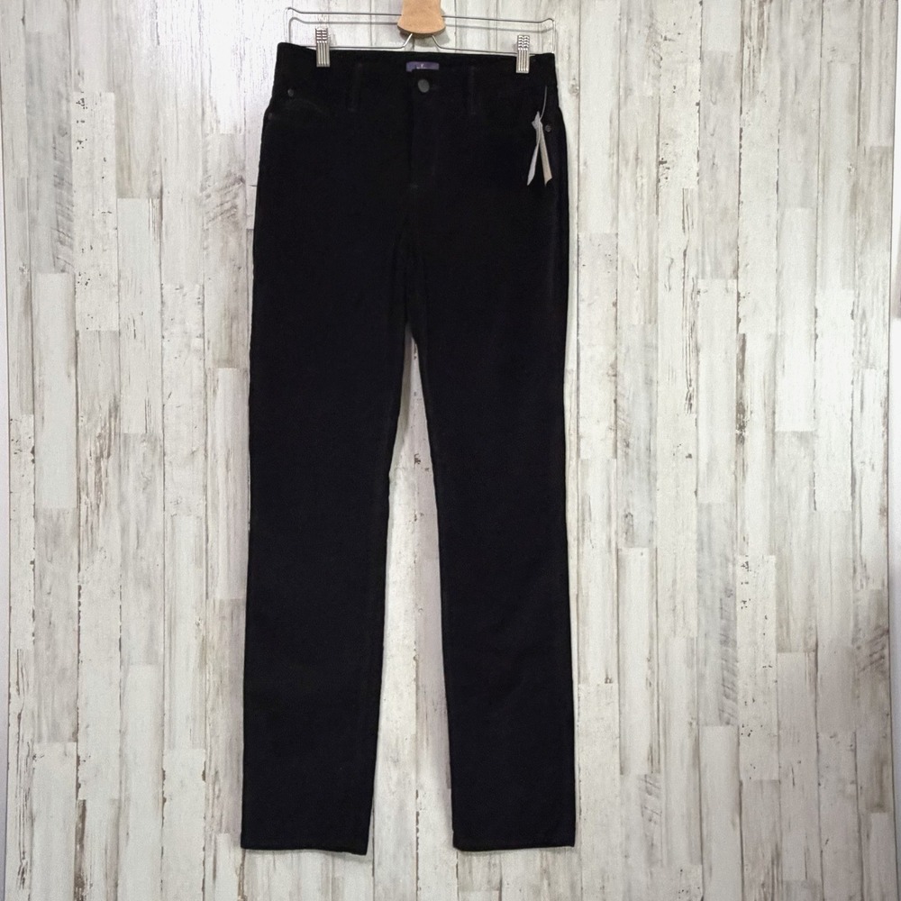 NYDJ Pants 4 Slim Black Velvet Skinny Leg Trouser Pants Stretch Tall 29x32.5 NEW